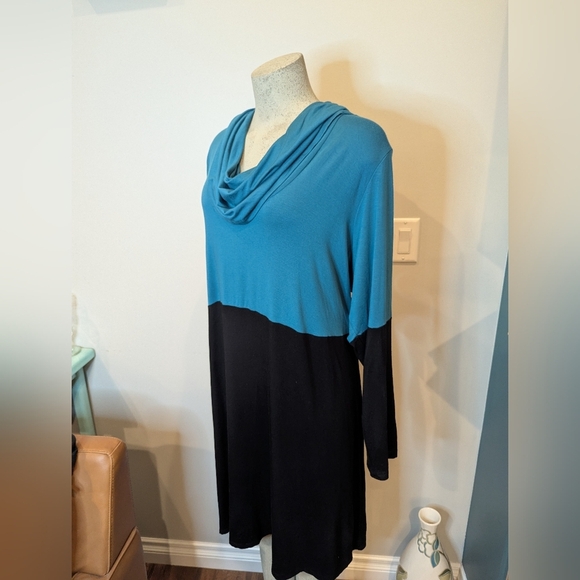 NWT Karen Kane Women's Color Block cowl neck Teal & black Dress Sz 3x - Picture 4 of 13